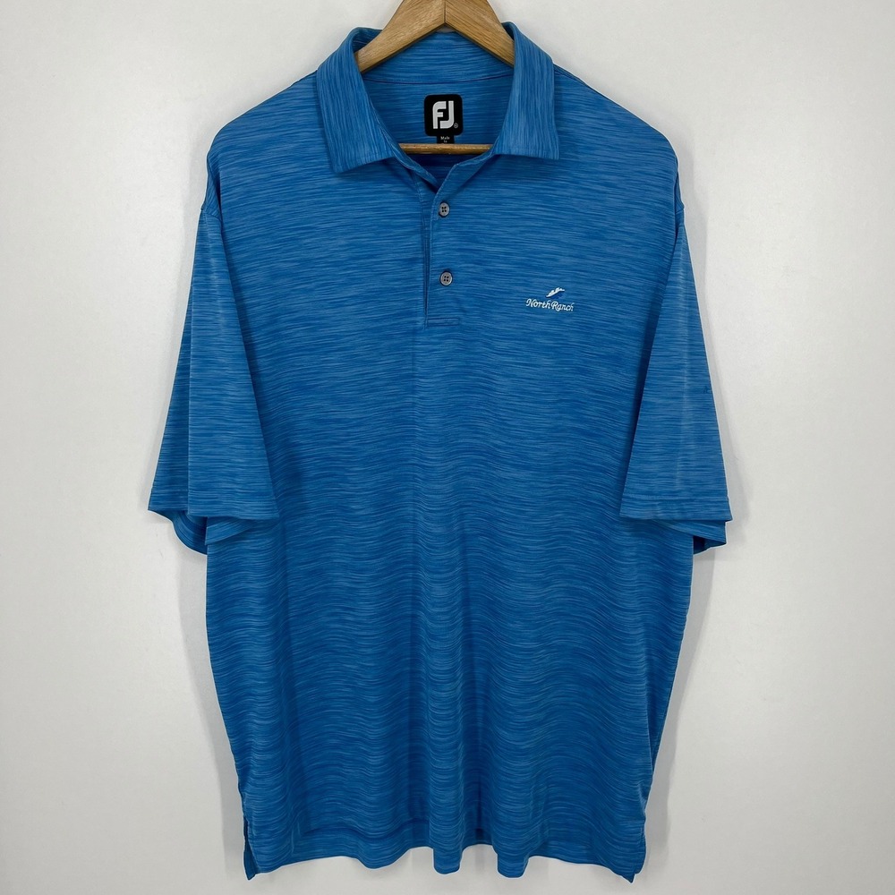 FootJoy Mens XL Blue Space Dye North Ranch Performance Golf Polo Shirt‎